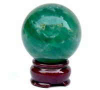 UYCUODLUY Decorative Green Fluorite Crystal Ball Figurines Quartz Magic Stone Sphere Home Office Decor Scrying Gift with Stand,120mm