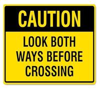 UYCUODLUY First Look Both Ways Before Crossing Tin Sign 12x8 Inches