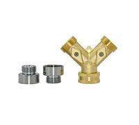 UYCUODLUY Leak-Proof Pipe Hose Fittings Brass 2-Way Garden Faucet 3/4 Female Thread to 1/2 3/4 Y Irrigation Valve Manifold Quick Connector Garden 1 Set (Color : BSP B)
