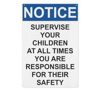 UYCUODLUY Warning Supervise Metal Sign at All Times Tin Plaque Reminder Wall Decor for Daycare Home Office Gym Facility 8 X 12 inch
