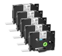 UYDFXA 5 pièces 6 9 12 18 24mm Ruban adhésif Acrylique Noir sur Blanc Compatible avec TZe S231 Compatible avec imprimantes PT 1010
