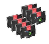 UYDFXA Ruban adhésif 12mm, 7 pièces, Compatible avec Les Fabricants d'étiquettes Tze231 Tze241 Tz131 531 621 731(White on Red)