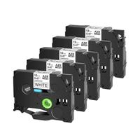 UYDFXA Ruban d'étiquettes laminé, Paquet de 5, 6 Mm, 9 Mm, 12 Mm, 18 Mm, 24 Mm, Noir sur Blanc, Compatible avec PT 1000 PT H101C