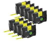 UYDFXA Ruban d'étiquettes TZe 231 Noir sur Blanc, 9 pièces, 12mm, Compatible avec Le Fabricant d'étiquettes TZe335 S131 Fx231 PTH110 D210(Flexible BK on YL)