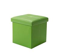 UYDJAKX Pouf carré en cuir synthétique pour chambre à coucher, table basse, repose-pieds cube pliable, vert, 38,1 x 38,1 x 38,1 cm, étoile de lumière