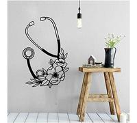 UYEDSR Stickers Muraux Stéthoscope Floral infirmière hôpital médecins stéthoscope médical Sticker Mural Vinyle décor 56x37cm