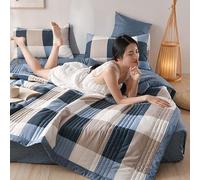 uyeoco Couette D'été, Couverture D'été Fraîche, 100% Coton Lavé, Courtepointe Fine, Douce Et Confortable, Légère Et Respirante, Lavable en Machine, (Color : Q, Size : 100x150cm)