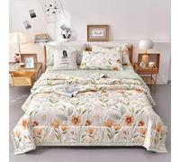 uyeoco Couette D'été, Couverture D'été Fraîche, 100% Coton Lavé, Courtepointe Fine, Douce Et Confortable, Légère Et Respirante, Lavable en Machine, (Color : E, Size : 200x230cm)