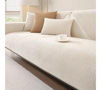 uyeoco Housse de Canapé 3/2/4/1 Places en Forme de L, Couvre Canapé Protege Canape Griffe Chat avec Accoudoirs Revetement de canape Antidérapant Protecteur(Beige,90x160cm)