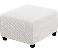 uyeoco Housse Ottoman Housse de Protection pour Repose-Pieds rectangulaire Housse de Pouf Carre Extensible Housse de Ottoman canape Pouf rectangulaire (Color : Off White, Size : 60-67cm*38-50cm)