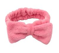 UYFRD Bandeau élastique en polaire corail avec nœud doux pour le spa, le yoga, le maquillage pour femme (rouge corail)