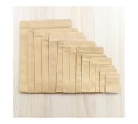 UYFRD Lot de 100 sacs cadeaux en papier kraft marron avec fermeture éclair - Sacs d'emballage alimentaire pour bonbons, café (17 x 24 cm)