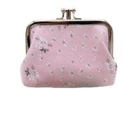 UYFRD Lot de 2 porte-monnaie à double couche imprimés fleurs pour femme, rose, Taille unique