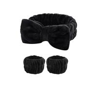 UYFRD Lot de 3 paires de bracelets imperméables et absorbants en polaire corail avec oreilles de lapin (noir)