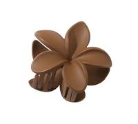 UYFRD Lot de 4 épingles à cheveux en forme de fleur de plumeria en acrylique dégradé de couleur nacrée - 8 cm - Marron foncé givré