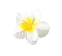 UYFRD Lot de 4 épingles à cheveux en forme de fleur de plumeria en acrylique nacré - 8 cm - Blanc dégradé