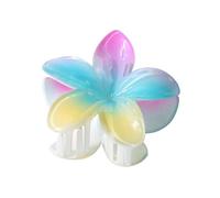 UYFRD Lot de 4 épingles à cheveux en forme de fleur de plumeria en acrylique nacré de grande taille 8 cm (rose/bleu-jaune)