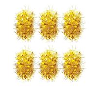 UYFRD Lot de 6 élastiques à pompons pour queue de cheval de pom-pom girl - Pour fête d'équipe, volleyball - Doré