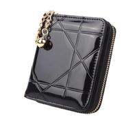 UYFRD Mini porte-monnaie court 3 pliable petit portefeuille femme porte-cartes de crédit étui en cuir verni sac d'argent mignon portefeuille rose, a-noir, Taille unique