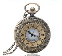 UYFRD Montre de poche à quartz vintage avec pendentif en bronze et échelle romaine pour homme, bronze, taille unique