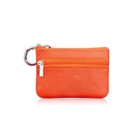 UYFRD Porte-monnaie en cuir véritable pour femme - Cadeaux personnalisés - Avec fermeture éclair - Poche de rangement, Orange, 2 pièces