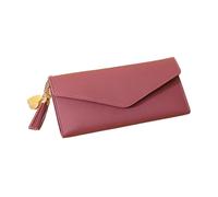 UYFRD Portefeuille tendance pour femme avec fermeture éclair - Noir blanc gris rouge - Longue section - En cuir synthétique souple, Rose foncé 1, Taille unique
