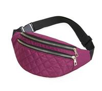 UYFRD Sac banane pour femme et homme - Poche imperméable - Tendance - Décontracté - Sac à main unisexe - Pour le sport et le voyage - Sac banane à carreaux, violet, Taille unique