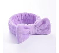 UYFRD Serre-tête en polaire corail pour femme avec nœud - Pour le maquillage et le spa - Turban - Accessoires pour cheveux - Violet