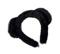 UYFRD Serre-tête imprimé léopard mignon imitation vison - Accessoires pour cheveux - Oreilles de chat - Bandeau moelleux pour le visage - Cosplay (noir)