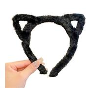UYFRD Serre-tête Lolita en peluche avec oreilles de chat pour filles - Bandeau en fourrure de dessin animé pour femme - Cosplay - Accessoire de cheveux coréen (noir)