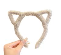 UYFRD Serre-tête Lolita en peluche avec oreilles de chat pour filles - Serre-tête en fourrure de dessin animé - Accessoires pour cheveux coréens (kaki peu profond)