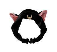 UYFRD Serre-tête oreilles de chat pour femme - Pour lavage du visage - Bandeau cosmétique - Pour le maquillage - Pour la douche et le yoga - Noir