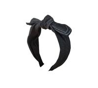 UYFRD Serre-tête vintage avec nœud de cowboy, cartes à cheveux en tissu ondulé simple et large avec oreilles de lapin (bleu foncé)