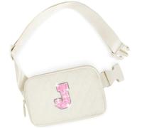 Uygafly Sac de ceinture avec lettres mignons pour filles, crème, J