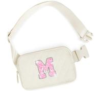 Uygafly Sac de ceinture avec lettres mignons pour filles, crème, M