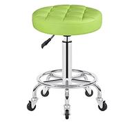 UYHBCNQD Chaise de bar pivotante en acier chromé 48-60 cm Hauteur réglable Tabouret de comptoir sur 5 roues Coussin rond 33 cm Chaise haute Profitez de la vie