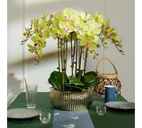 UYHBCNQD Fausses orchidées Orchidées artificielles en polyuréthane, Fleur Artificielle, 63cm, Fleurs de Phalaenopsis artificielles avec Vase de Luxe, Faux en Pot Moderne Aspect Naturel
