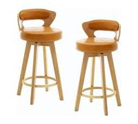 UYHBCNQD Lot de 2 tabourets de bar hauts avec pieds en bois et caoutchouc, tabourets de bar avec dossier, tabouret de bar en cuir PU, facile à déplacer, facile à déplacer