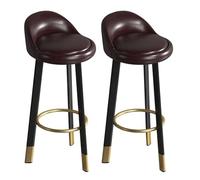 UYHBCNQD Lot de 2 tabourets de bar hauts en peau de cire avec cadre en métal avec dossier et repose-pieds, charge de 200 kg, tabouret de comptoir