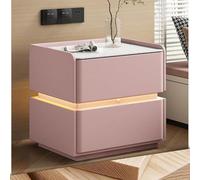 UYHBCNQD Table de chevet moderne en bois massif avec 2 tiroirs silencieux, 40 x 45 x 48 cm, table de chevet LED