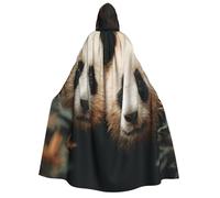 UYHhgqw Costume d'Halloween avec deux adorables pandas, sorcière - Cape à capuche pour homme et femme - Costume d'horreur pour Halloween - Costume de cosplay