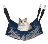 UYHhgqw Hamac pour animal domestique avec motif drapeau britannique sur fond bleu, sangles réglables avec crochets métalliques, parfait pour les petits animaux de compagnie