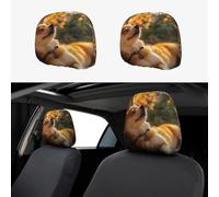 UYHhgqw Lot de 2 housses d'appui-tête de voiture « The Puppy in the dream » - Accessoire de siège automobile amusant et élégant, ajustement universel pour la plupart des voitures