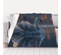 UYHhgqw Swan on the Lake Couverture en flanelle douce, chaude et durable pour lit, canapé et voyage 320 g