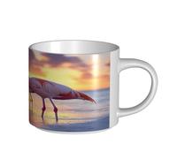 UYHhgqw The Flamingo Under The Setting Sun Tasse en céramique pour femme, tasses à café, grande capacité et poignée, pour bureau, maison