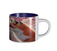 UYHhgqw The Fox of Spring Tasse en céramique pour femme, tasses à café, grande capacité et poignée, pour bureau, maison