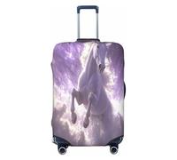 UYHhgqw The Leaping White Horse Housse de protection pour valise, résistante aux rayures, convient aux bagages de 45,7 à 81,3 cm, Noir , L