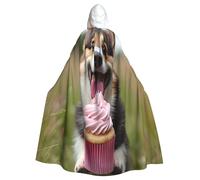 UYHhgqw The Puppy Eats Ice Cream Costume de sorcière d'Halloween - Cape à capuche pour homme et femme - Costume d'horreur et d'horreur pour Halloween - Costume de cosplay
