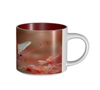 UYHhgqw The Red Butterfly Tasse en céramique pour femme, tasses à café, grande capacité et poignée, pour bureau, maison