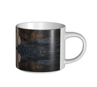 UYHhgqw The Wolf by The River Tasse en céramique pour femme, tasses à café, grande capacité et poignée, pour bureau, maison